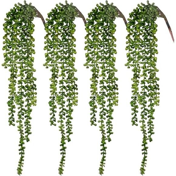 CEWOR 4pcs Fake Hanging Plants, String of Pearls Artificial Hanging Succulents - Picture 7 of 7